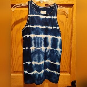 EUC Athleta Racer Back Blue and White Tie-Dye Work Out Tank Top, Fitted